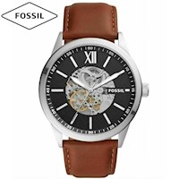 Reloj Fossil Flynn BQ2386 Automático Correa de Cuero Marrón Negro